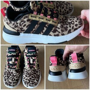 Adidas Kids Leopard Print Sneakers - Black and Pink